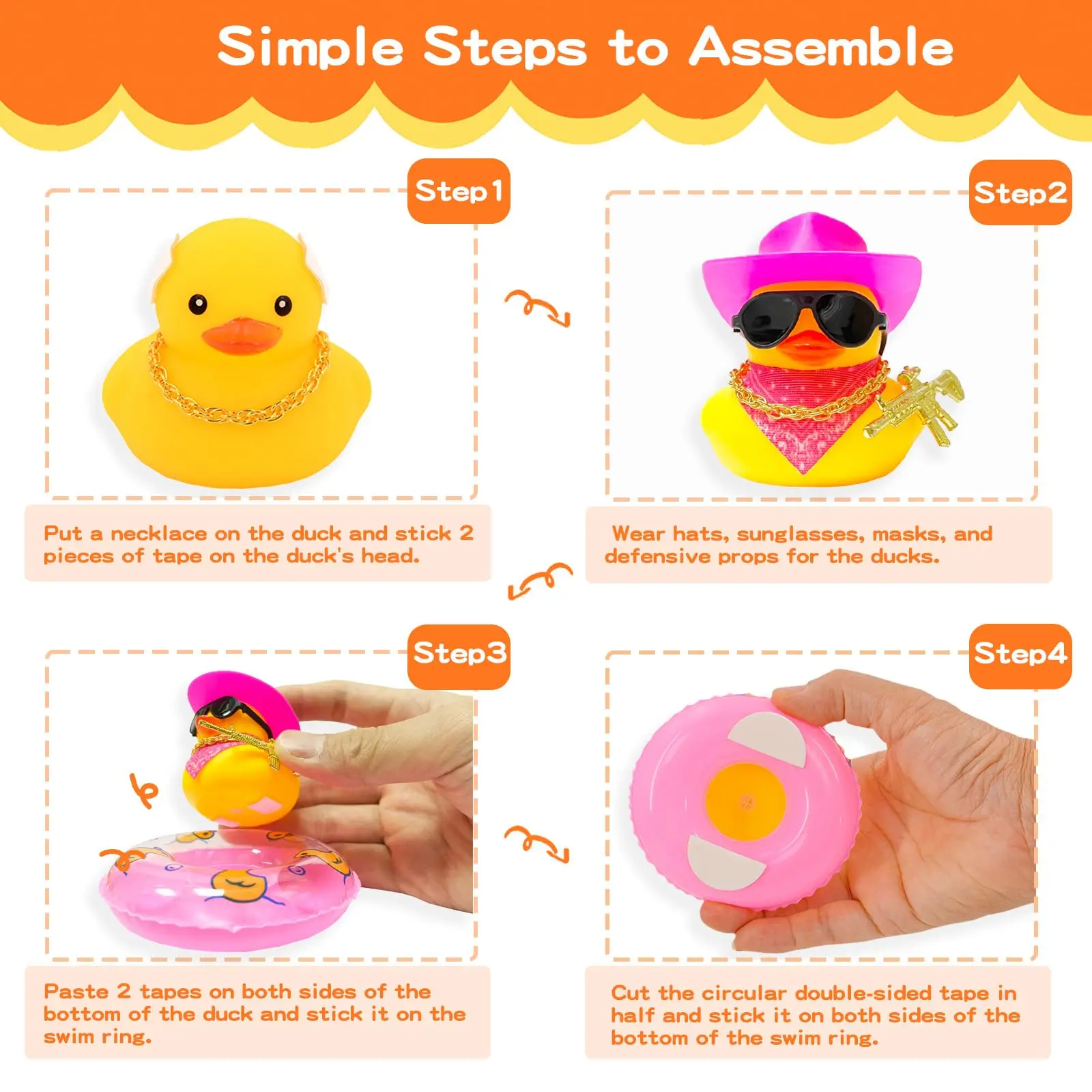 Duck Car Accessories - Rubber Duck for Dashboard, Yellow Duck Car Dashboard Decorations, Squeak Ducks Car Ornaments Car Décor Ac