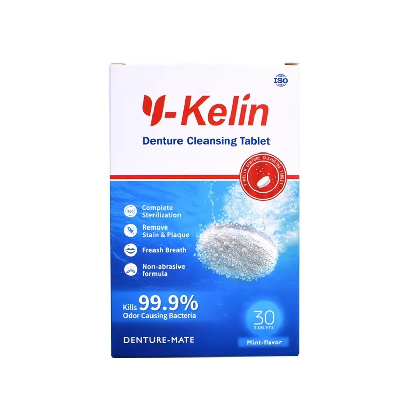 Y-Kelin Tableta limpiadora para dentaduras postizas 30/60/90 pestañas Pastillas limpiadoras Elimina la placa antibacterias