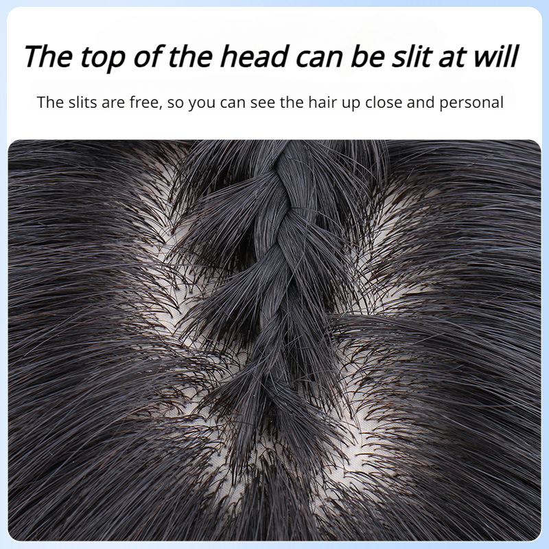Mode 100% Echte Menselijke Haarstukken Vrouwen Natuurlijke Zwarte Hair Extensions Topper 25 Cm Zwarte Zwaan Mesh Base Top Toupetje Clip pruiken