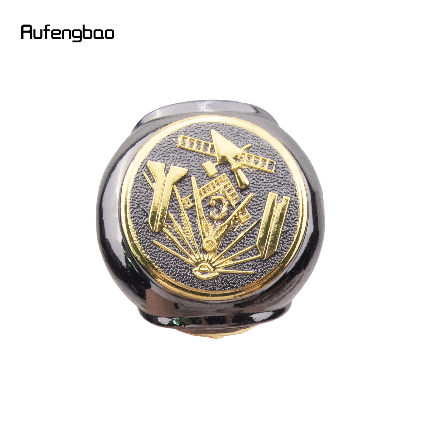 Golden Black Freimaurerei Freimaurer VG Totem Relief Gehstock Mode Gehstock Gentleman Crosier Knopf Gehstock 93 cm