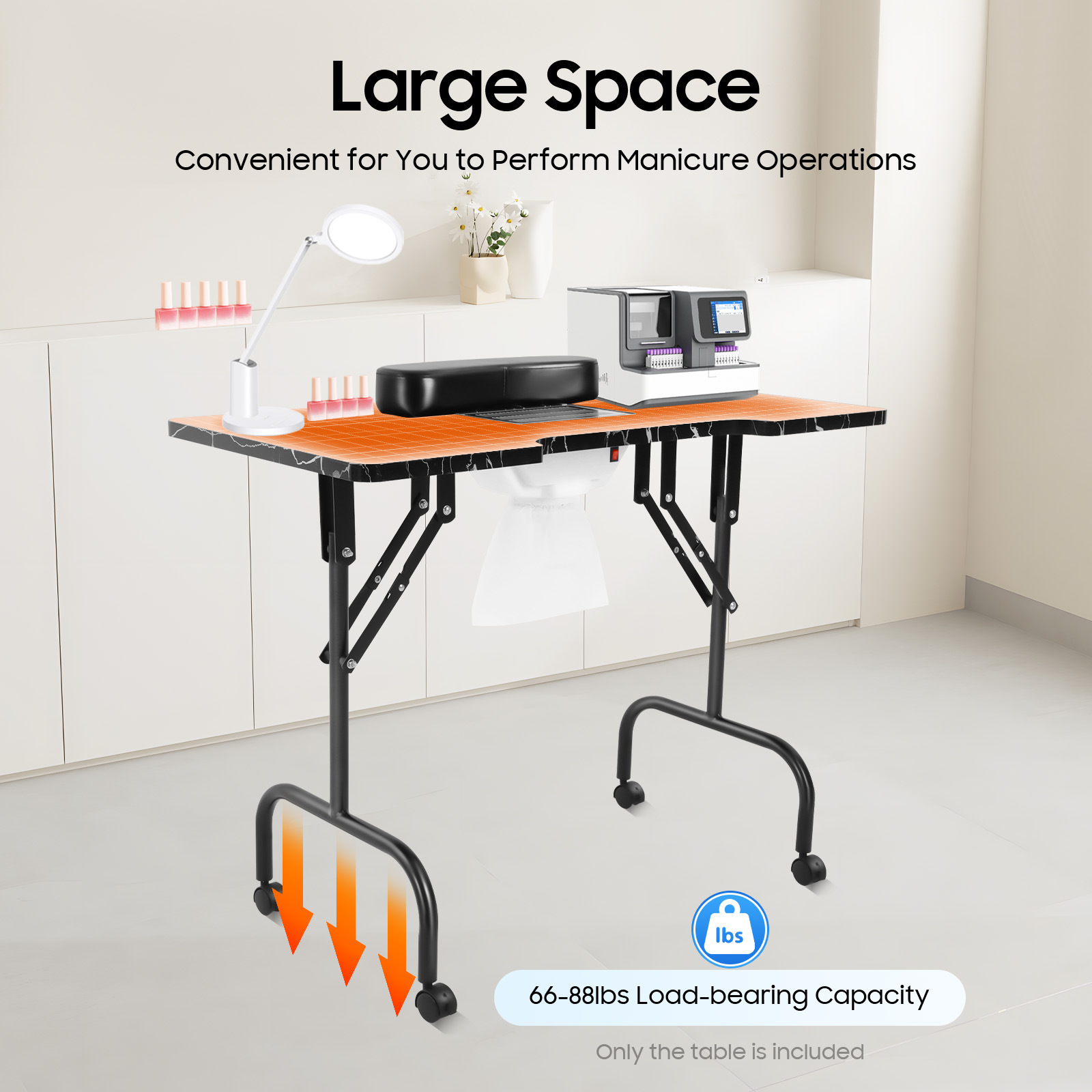 Tragbarer Nagel tisch Klapp maniküre Schreibtisch beweglicher Tisch Unabhängigkeit für Salon und Zuhause mit Staubs ammel ventilator