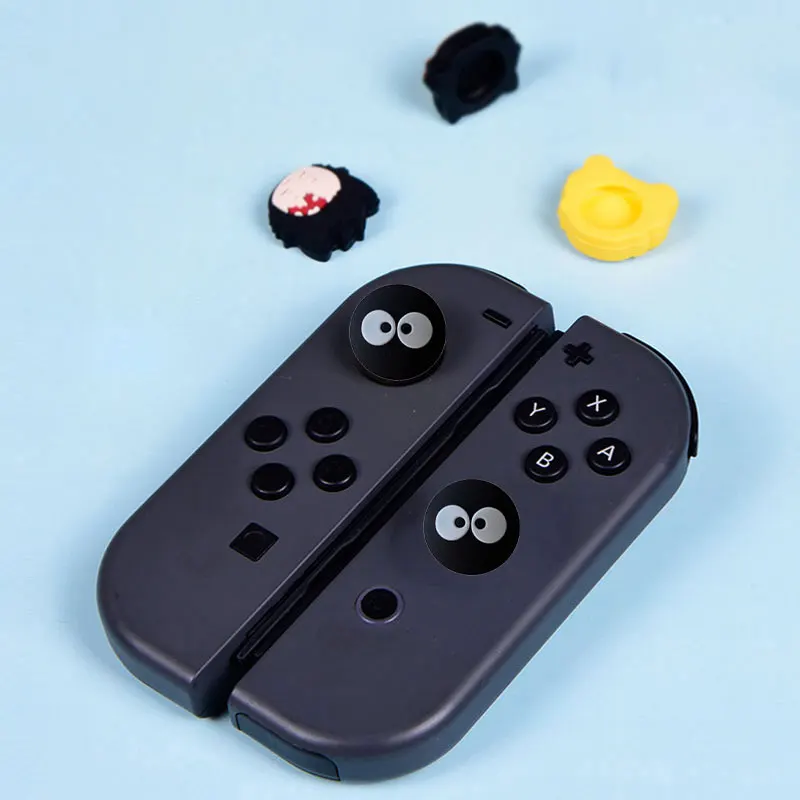 4pcs Soft Silicone Thumb Stick Grip Cap For Nintendo Switch Oled Lite JoyCon Controller Case Cute Cartoon Joystick Button Cover