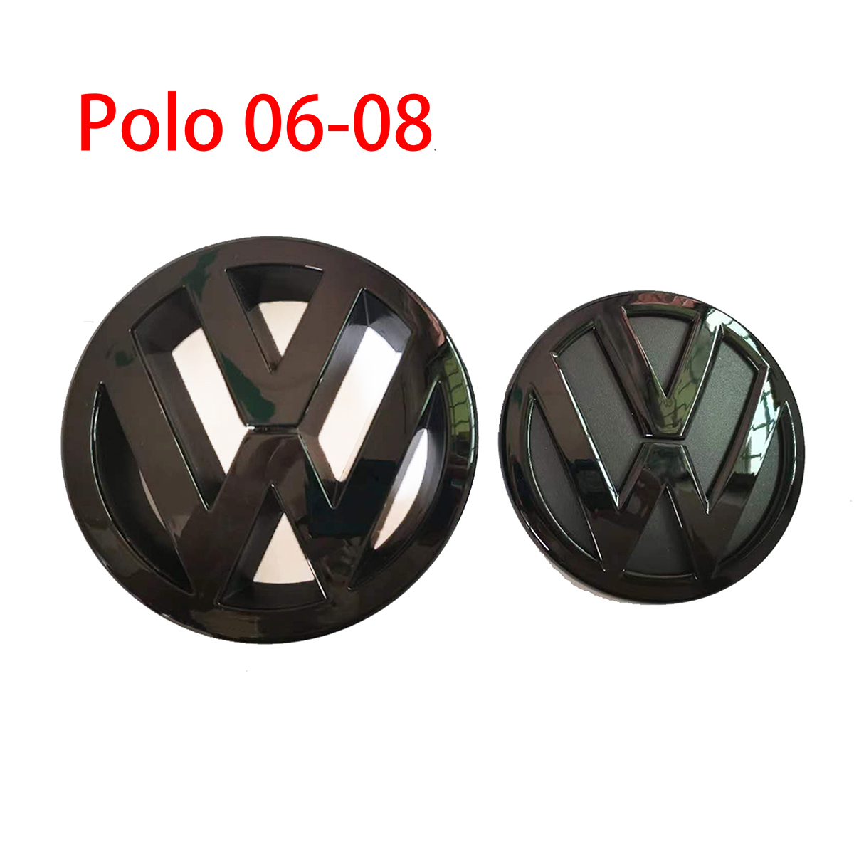 2PC 交換用グロスブラックフロントグリルバッジ + リアトランクリッドエンブレムロゴフォルクスワーゲンポロ 6R 6C 2006-2018