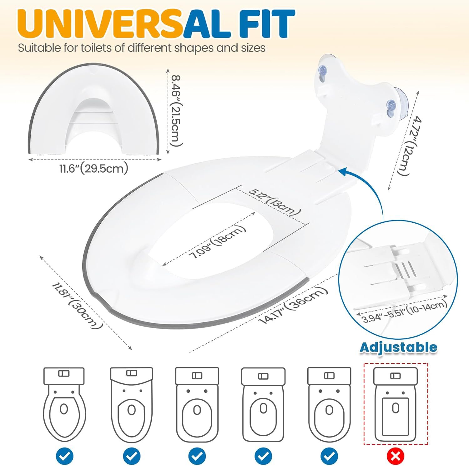 Siège de toilette pliable pour enfants, siège de pot rabattable et assis, se fixe aux toilettes en toute sécurité, design peu encombrant pour la plupart des toilettes