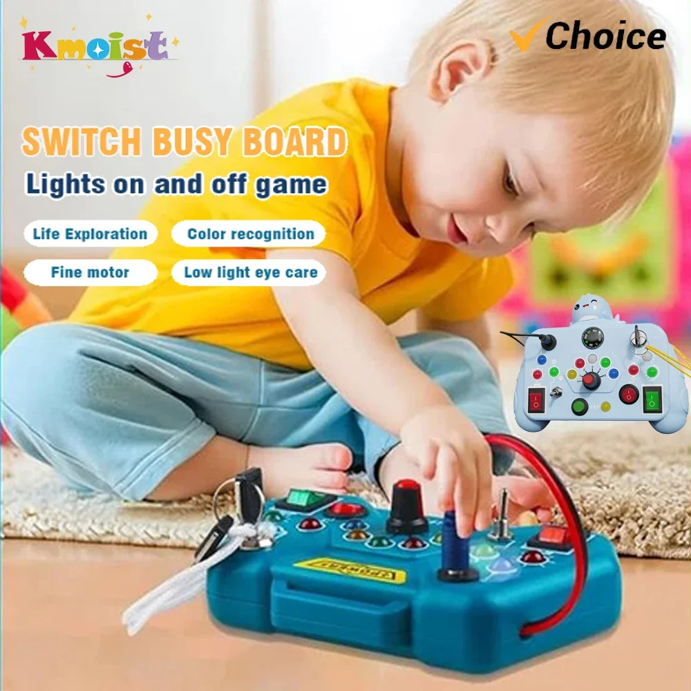 Scheda occupata Luci a LED Interruttore Giocattoli sensoriali Montessori Puzzle elettrico portatile Puzzle educativo precoce Giocattolo per bambini piccoli Regalo