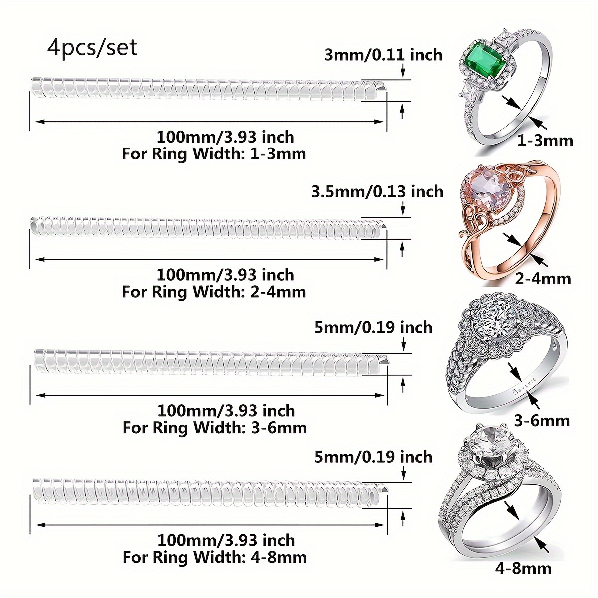 4pcs Ring Size Adjuster For  Loose Rings, Transparent Silicone Ring Resizer Ring Adjuster For Loose Rings Ring adjuster