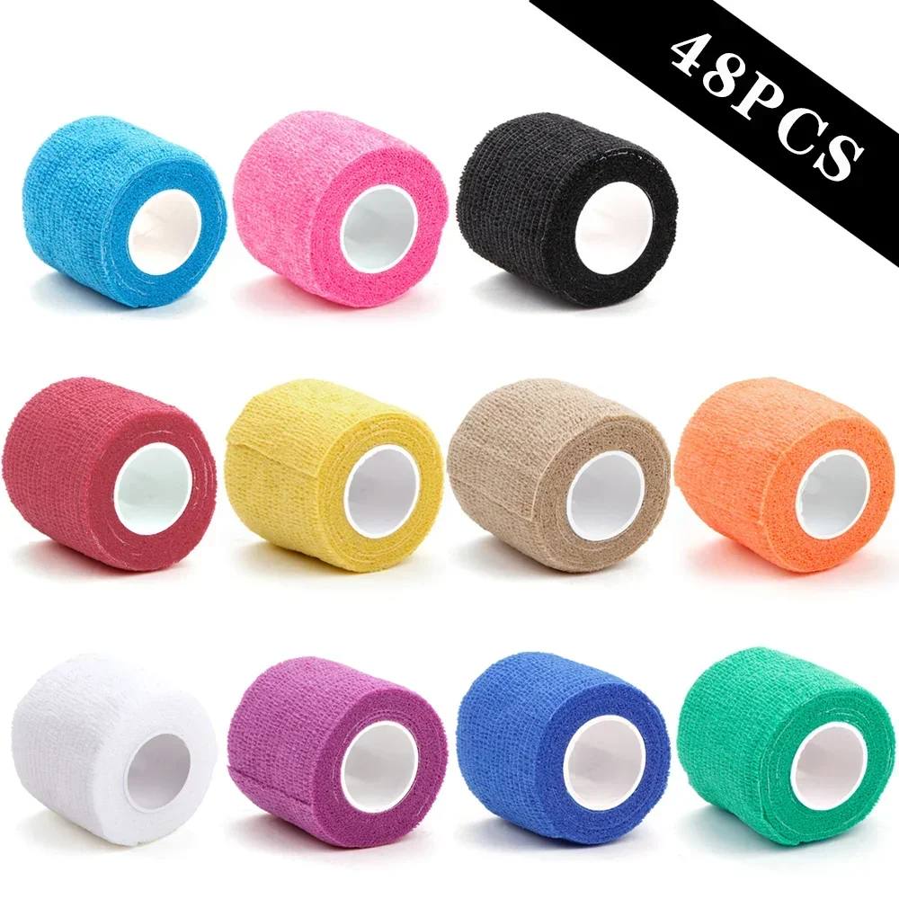 6/24/48 Stuks Zelfklevende Elastische Wegwerp TattooNon-woven Bandage Grip Tape Grip Bandage vinger ProtectionWraps Tape Tattoo