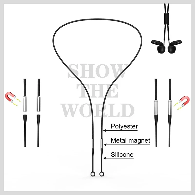 Cordino per tappi per le orecchie Cordino di sicurezza magnetico resistente ai rimorchiori Supporto per tappi per le orecchie Cordino in silicone flessibile adatto per tappi per le orecchie staccabili