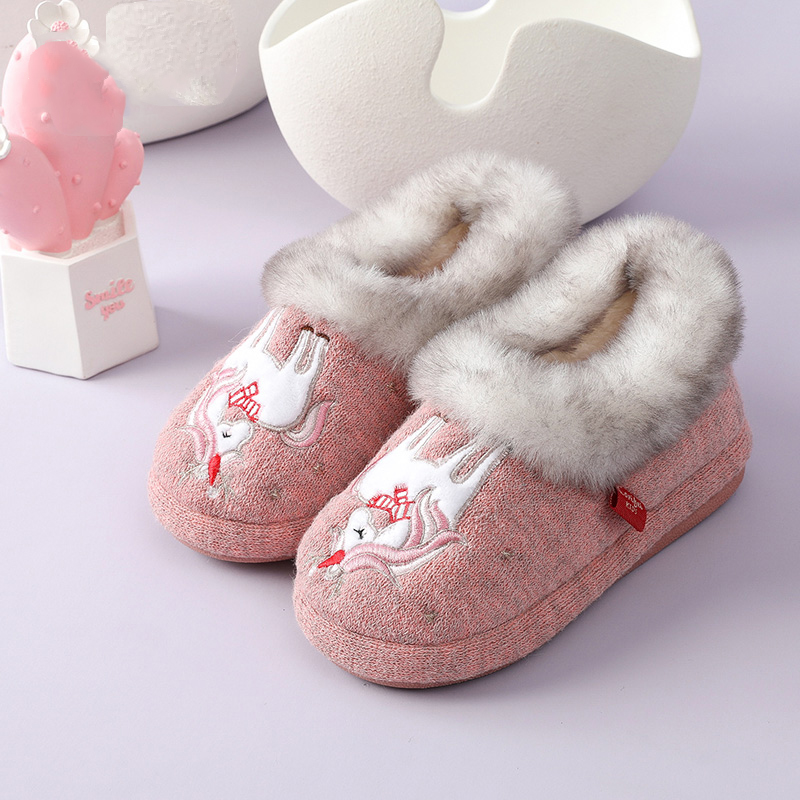 Crestar, bonitos zapatos de algodón de felpa para niñas y niños, zapatillas de casa peludas cómodas para interiores de invierno para bebés, nuevas zapatillas peludas de piel para niños