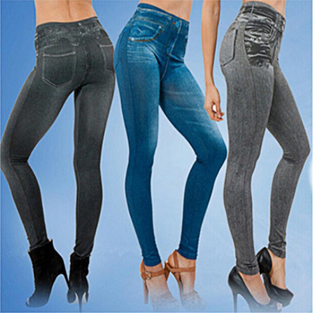 パンツデニム女性ジーンズマルチポケットハイウエストジーンズプリントストレッチペンシルパンツ女性カジュアルパンツオールマッチボトミングパンツ