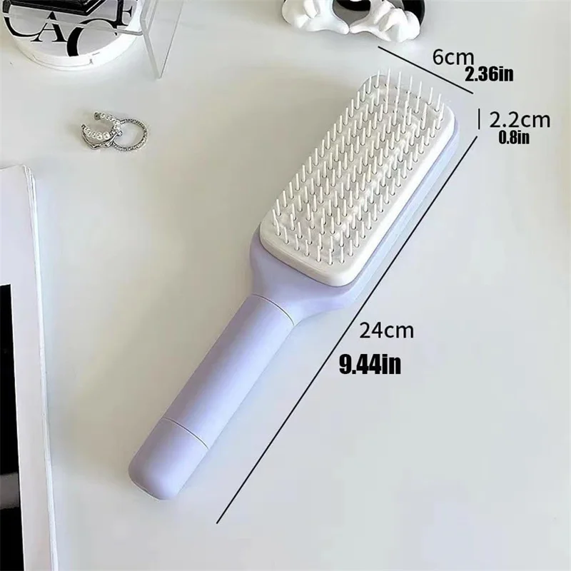 Peine de elevación giratorio de limpieza automática, cepillo de pelo autolimpiante, peine de masaje antiestático retráctil giratorio, peine para el cabello del cuero cabelludo