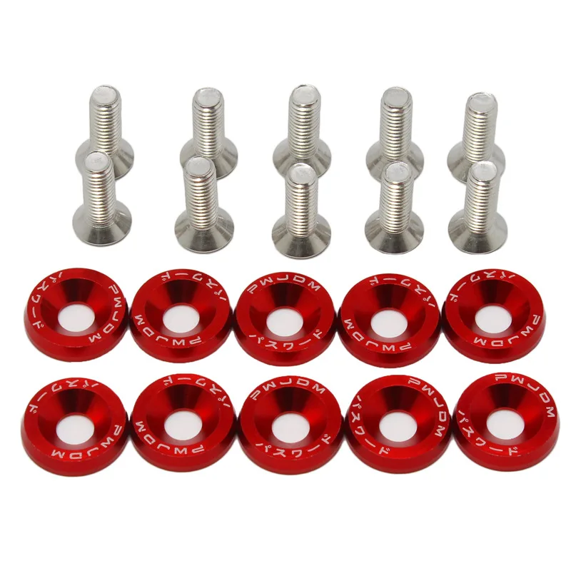 10 PCS M6 Zmodyfikowane elementy złączne samochodu Podkładka błotnika Zderzak silnika Śruby wklęsłe Podkładka błotnika Śruby tablicy rejestracyjnej Uszczelka stylizacji samochodu