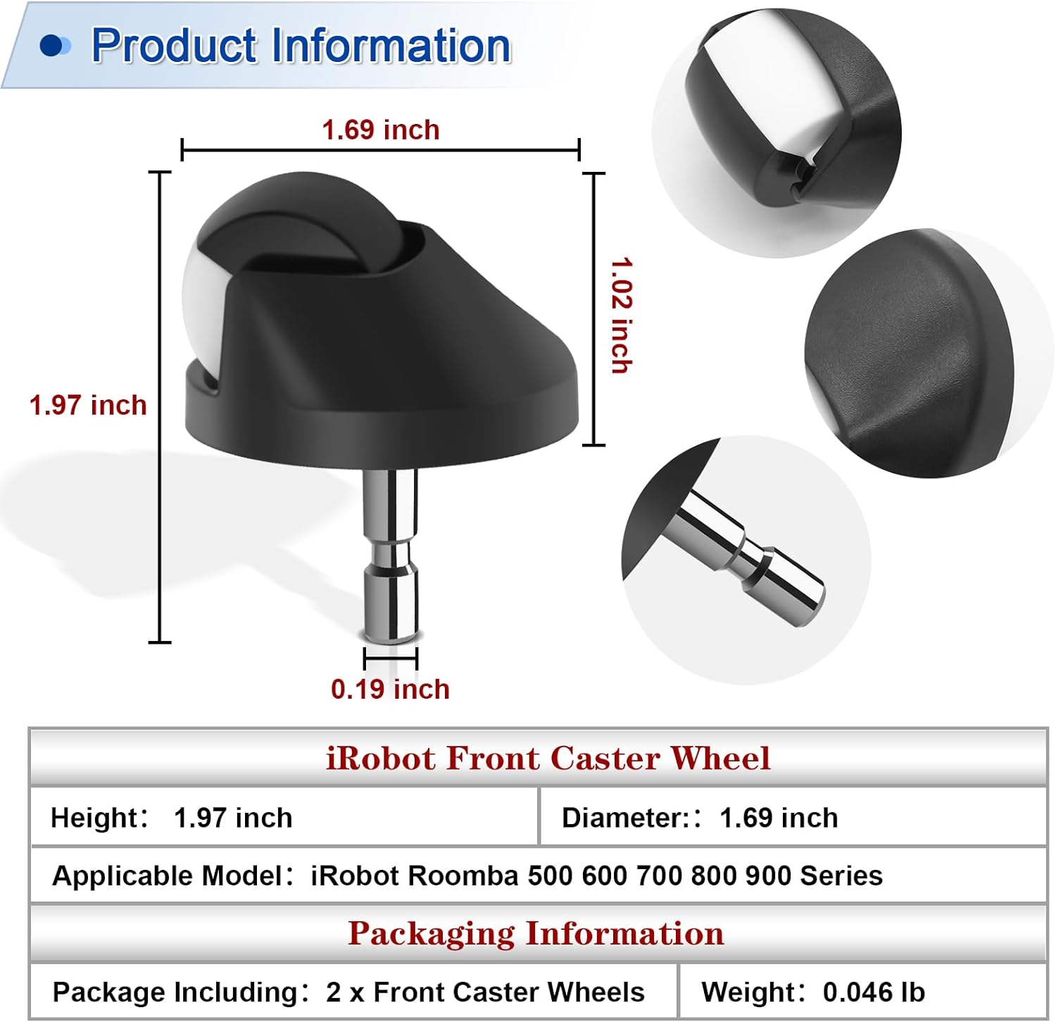 Ensemble de roulettes de roue avant pour aspirateur Robot iRobot Roomba série 500 600 700 800 900 i7 E5 E6, accessoires antidérapants