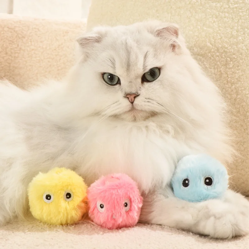 Interactive Ball Smart Cat Toys Plush Electric Catnip Training Toy Kitten Touch Sounding Pet Product Squeak Toy Ball