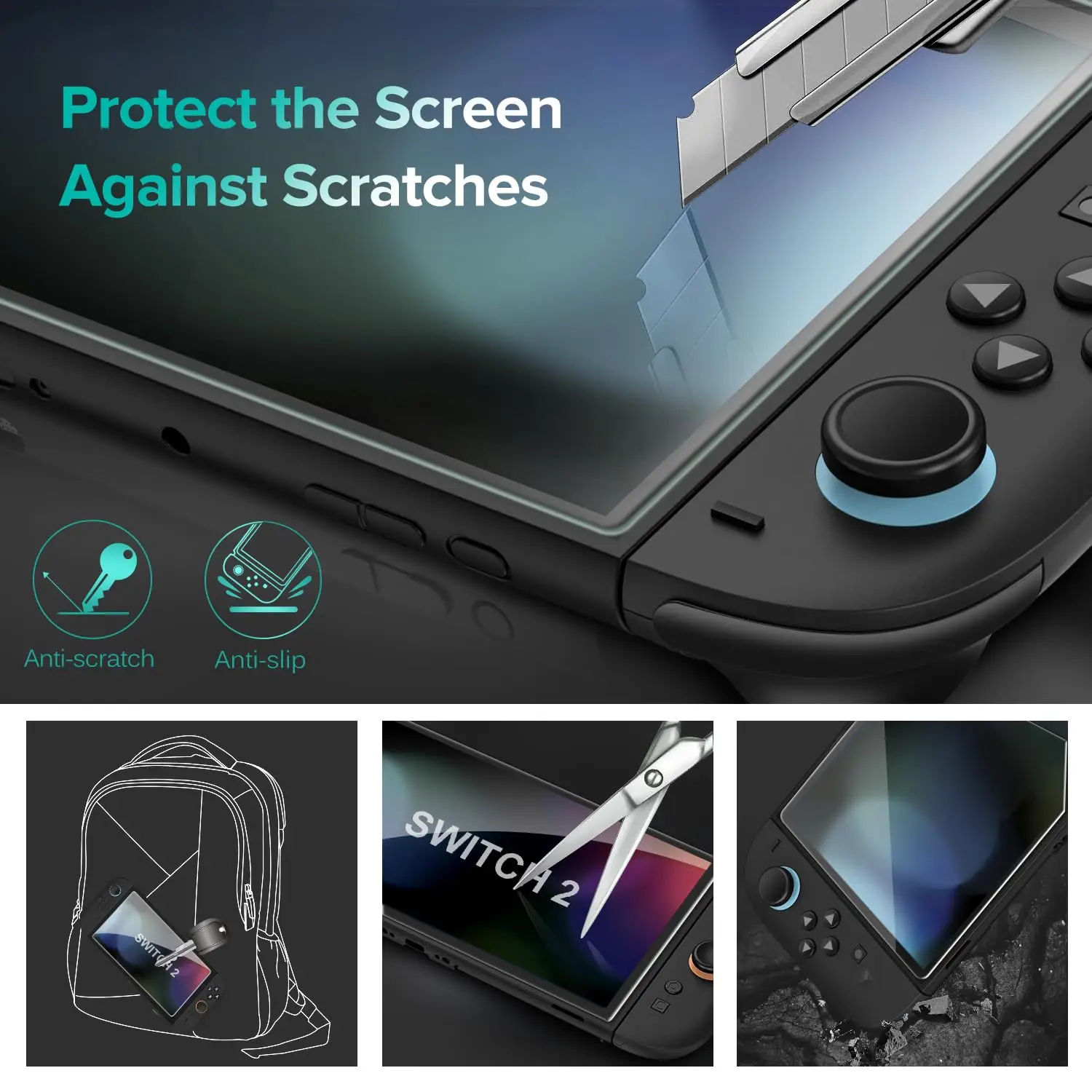 Proteggi schermo in vetro temperato per Switch Nintendo 2 modello 2025, accessori per protezione schermo antigraffio trasparente HD trasparente