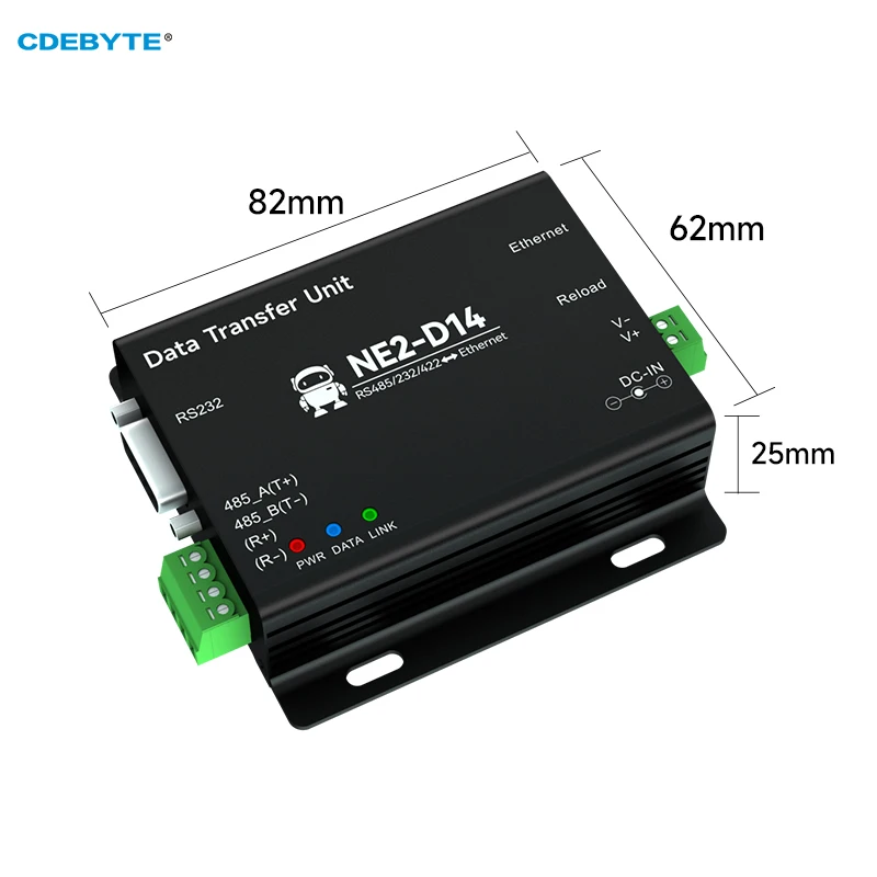 RS485/RS232/RS422 zu Ethernet Serial Server DC8-28V Modbus TCP zu RTU MQTT Zwei-Wege-Sockel Link CDEBYTE NE2-D14 AT Command