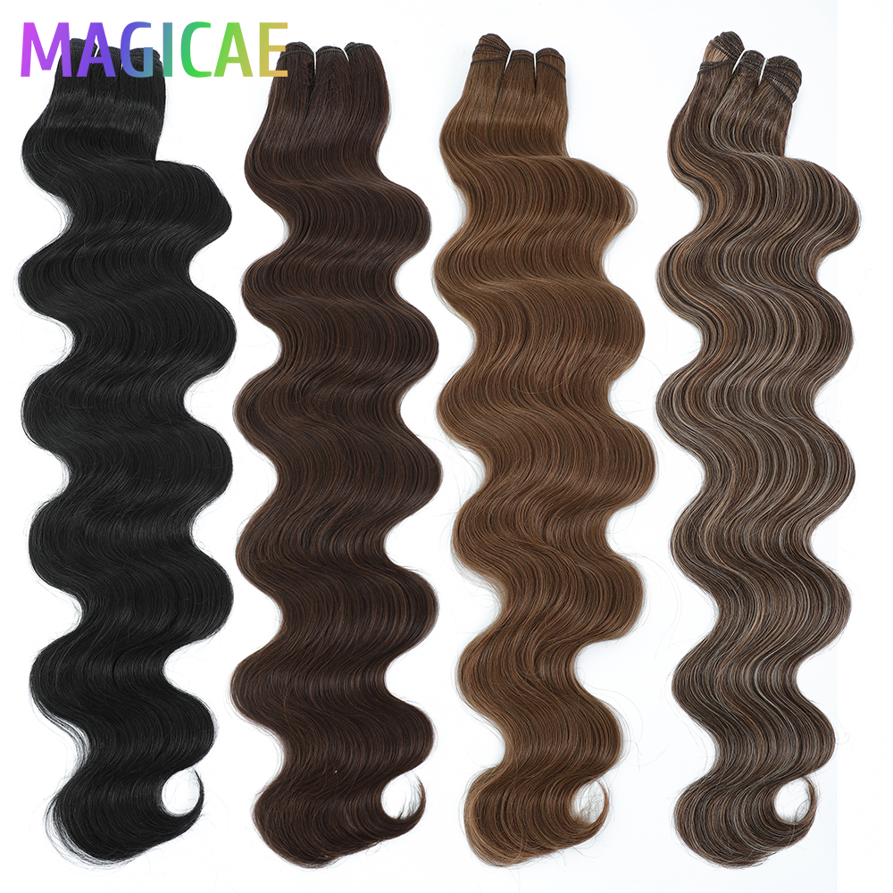 Magicae 30 Pulgadas 200G Rubio Piano SP12/16/613 Ombre Marrón 6 #   Paquetes de ondas corporales Extensiones de cabello sintético de alta temperatura