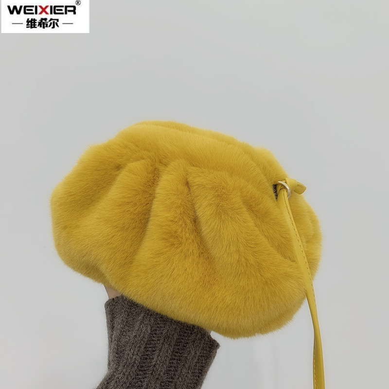 Bolsa nube de felpa de invierno para mujer, marca de lujo, bolso de piel sintética de invierno, bolso cruzado de piel de visón a la moda, bolsos de hombro de diseñador para mujer