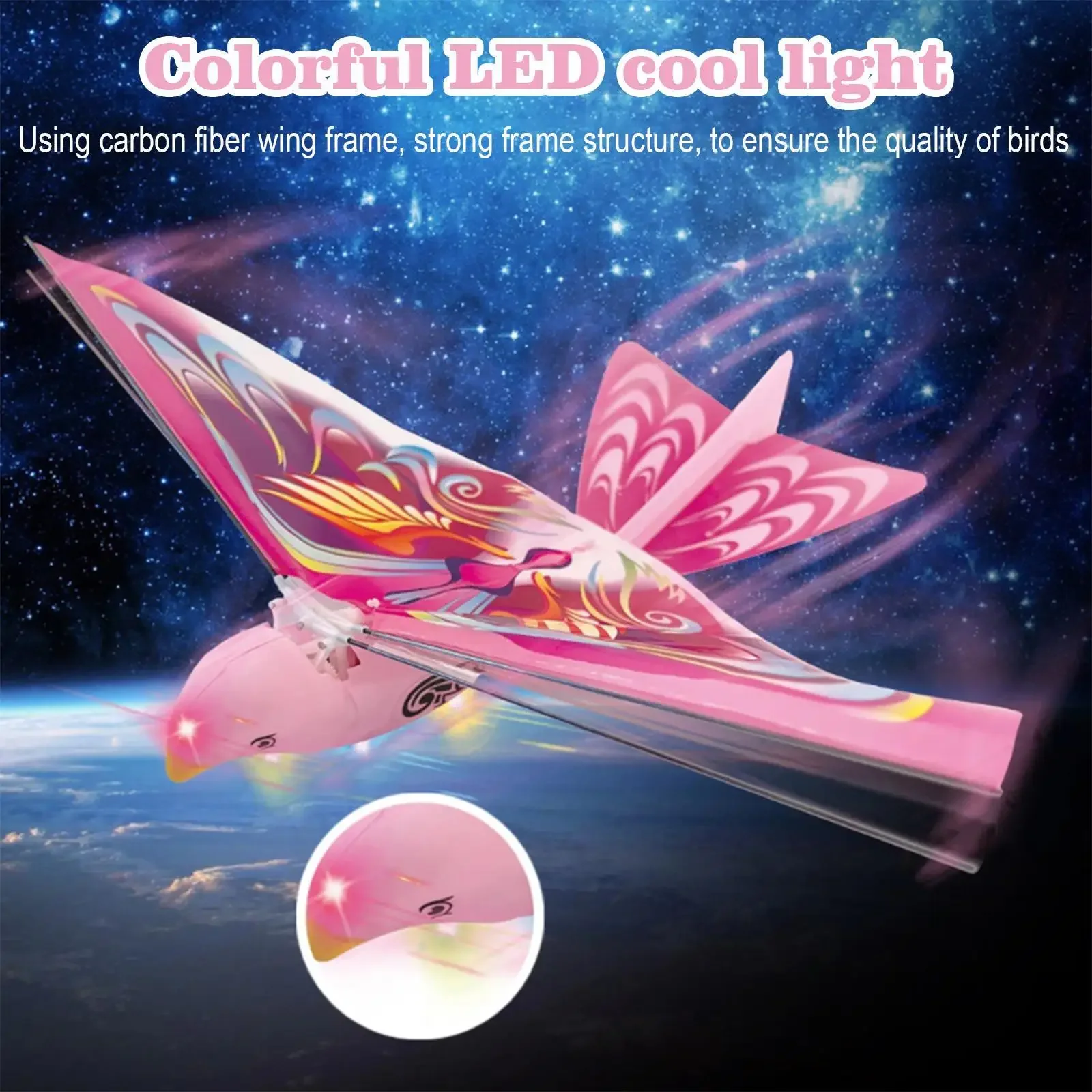 Brinquedos voadores light-up para crianças, pássaros voadores, luz LED, brinquedos elétricos, ao ar livre, jogando, pairando, pássaros do céu, novidade
