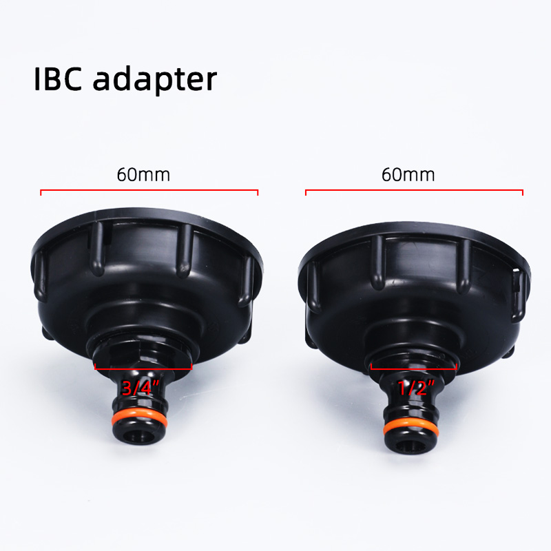 Adaptador de válvula de tanque IBC de 1/2 ", 3/4", manguera, conector de agua para jardín, piezas de ajuste de válvula de repuesto de rosca gruesa de 60mm