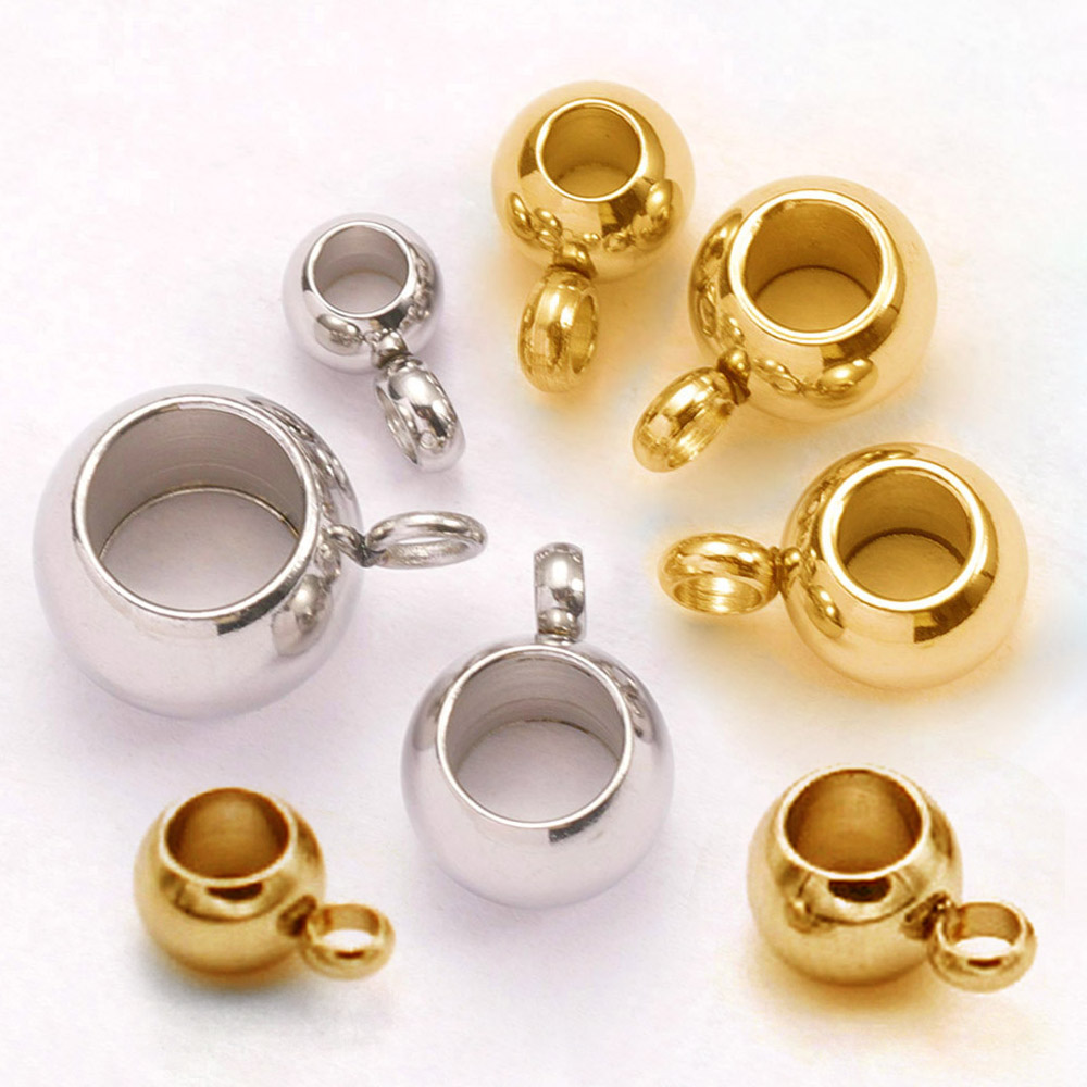10 Uds. De cuentas espaciadoras de acero inoxidable, cierres colgantes, cuentas de fianza de Color dorado para hacer joyería DIY, cuentas con agujero de 2-4mm