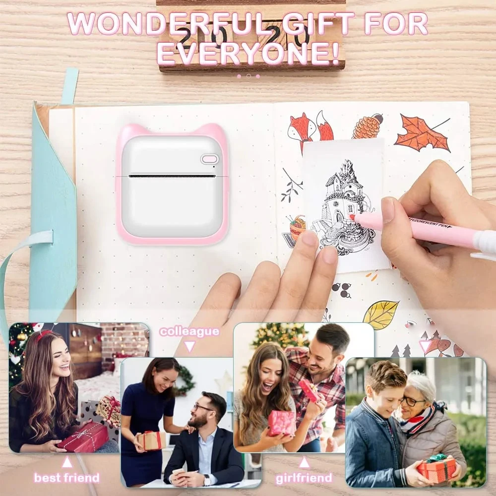 Tragbarer Mini drucker, Thermo taschen etiketten drucker, für Android-oder iOS-App, Tinten loser Aufkleber drucker, geeignet für Zuhause, Büro