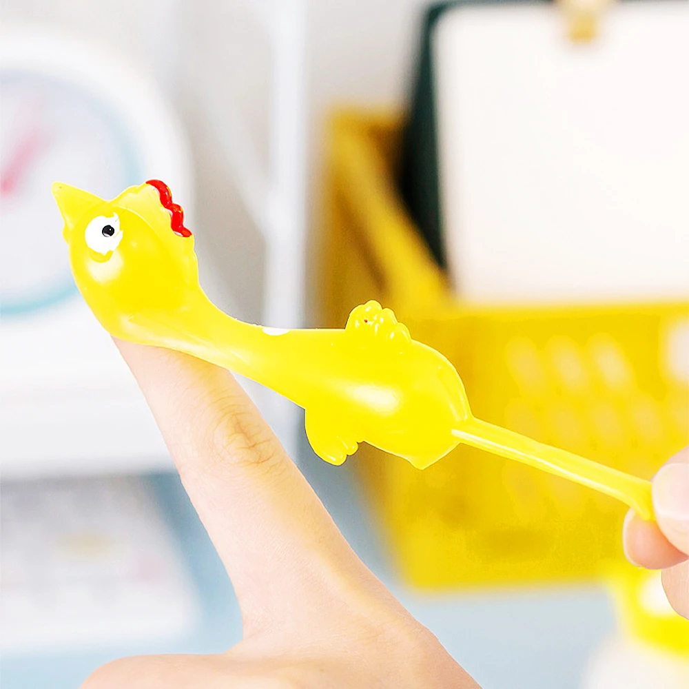 20 pièces nouveauté Sport catapulte éjection poulet jouet en caoutchouc farce volant jouet fronde poulet doigt jouets dinde collant