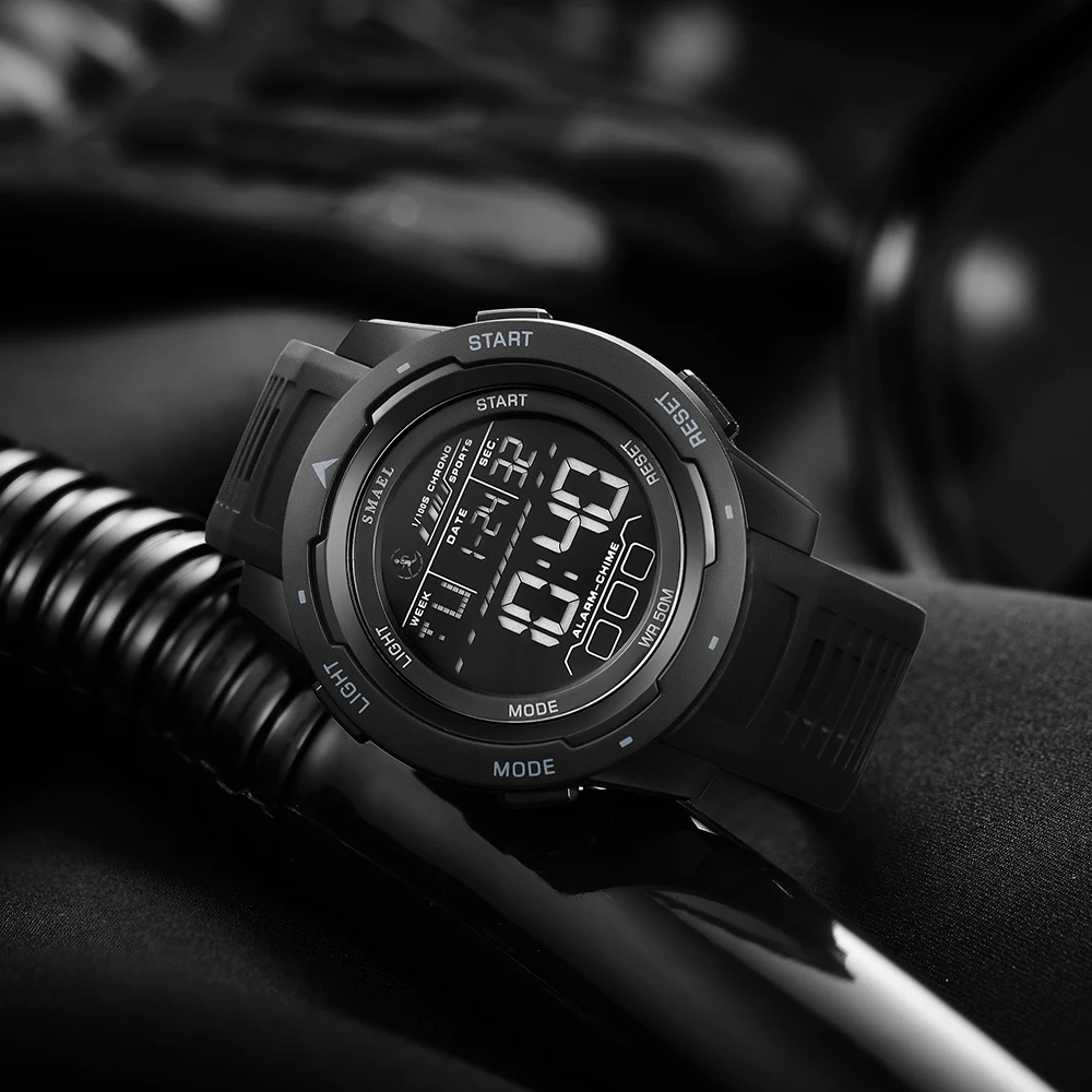 SMAEL-relojes digitales deportivos para hombre, pulsera con luz LED, resistente al agua hasta 50m, 8105