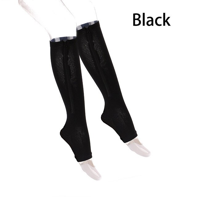 Kompression Socken Männer Frauen Unterstützung Knie Zipper Weibliche Offene spitze Dünne Anti Müdigkeit Stretchy Sox Hohe Socken Unisex