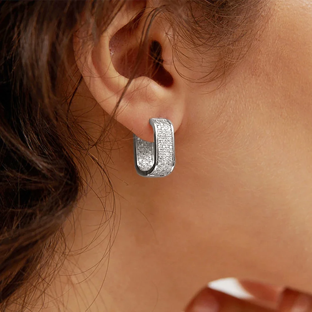 Orecchini coreani FashionHoop per donna Metallo Colore argento/Colore oro Orecchini semplici e versatili per ragazze Gioielli caldi