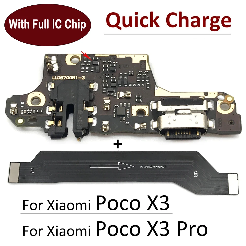 NEW USB Charger Dock Connector Charging Port Microphone Main Power On Off Ribbon Flex Cable For Xiaomi Poco X3 / X3 NFC / X3 Pro