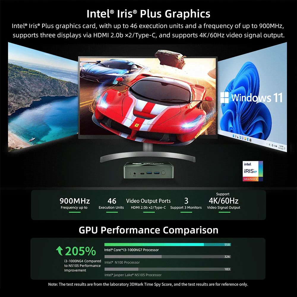 BMAX B6 Plus Mini PC Intel I3-1000NG4 Windows 11 PC 12GB DDR4 RAM 512GB NVMe SSD WIFI 5 USB 3.0 USB * 3 HDMI * 2 Bluetooth4.2