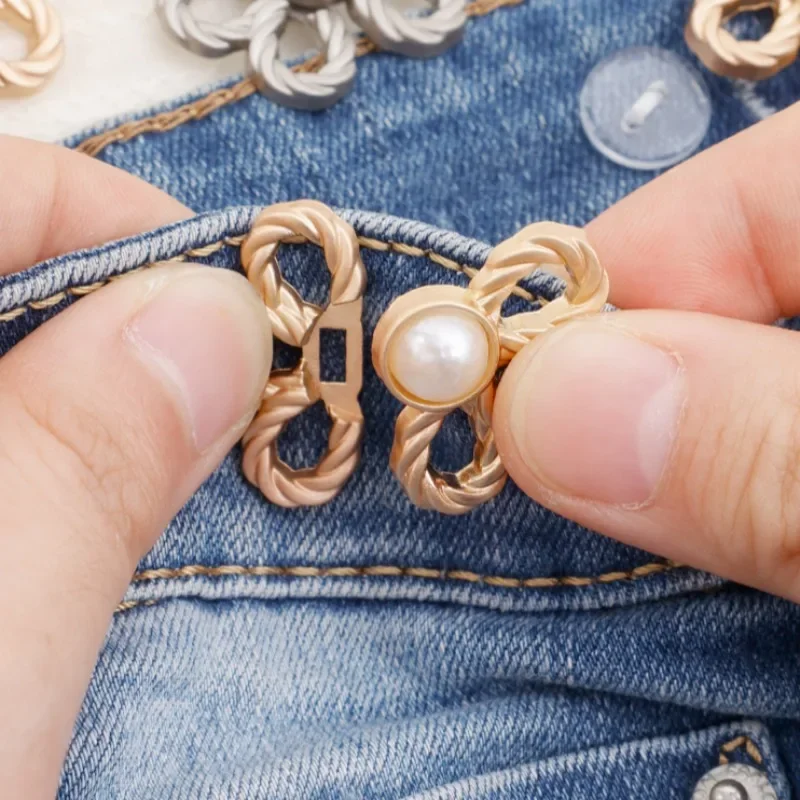 Hebilla de cintura de Metal ajustable, pantalones vaqueros con botones, faldas, ajuste de cintura, botón a presión, costura, tensor de cintura libre