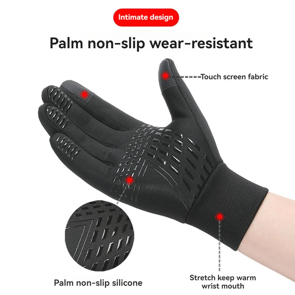LOOGDEEL guantes de ciclismo motociclista Otoño Invierno cálido Camping para hombres mujeres esquí bicicleta terciopelo pantalla táctil impermeable
