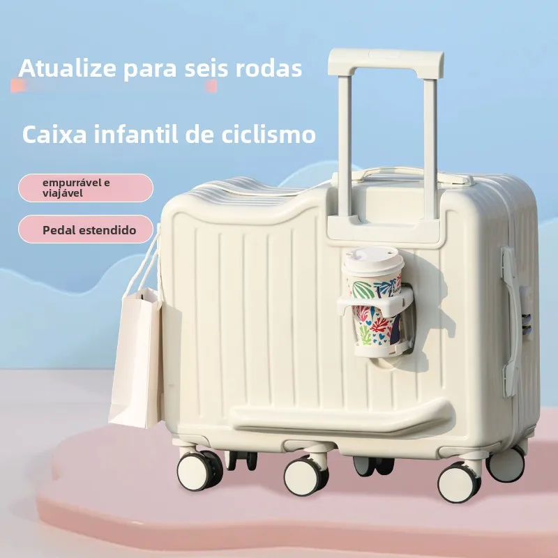 Mala Infantil de 20 Polegadas com Rodas, Caixa de Viagem Durável com Senha, Bolsa de Embarque Masculina, Estilo Faion em Po...