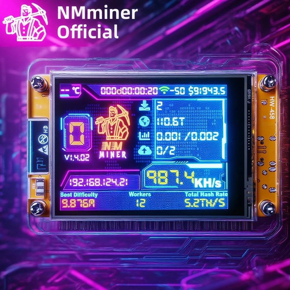 NMMiner NerdMiner V2 Hashrate 980KH/s Lucky Miner ESP32 2.8 calowy Inteligentny Wyświetlacz Crypto Solo Lottery Bitcoin ESP32-2432S028R DROOM