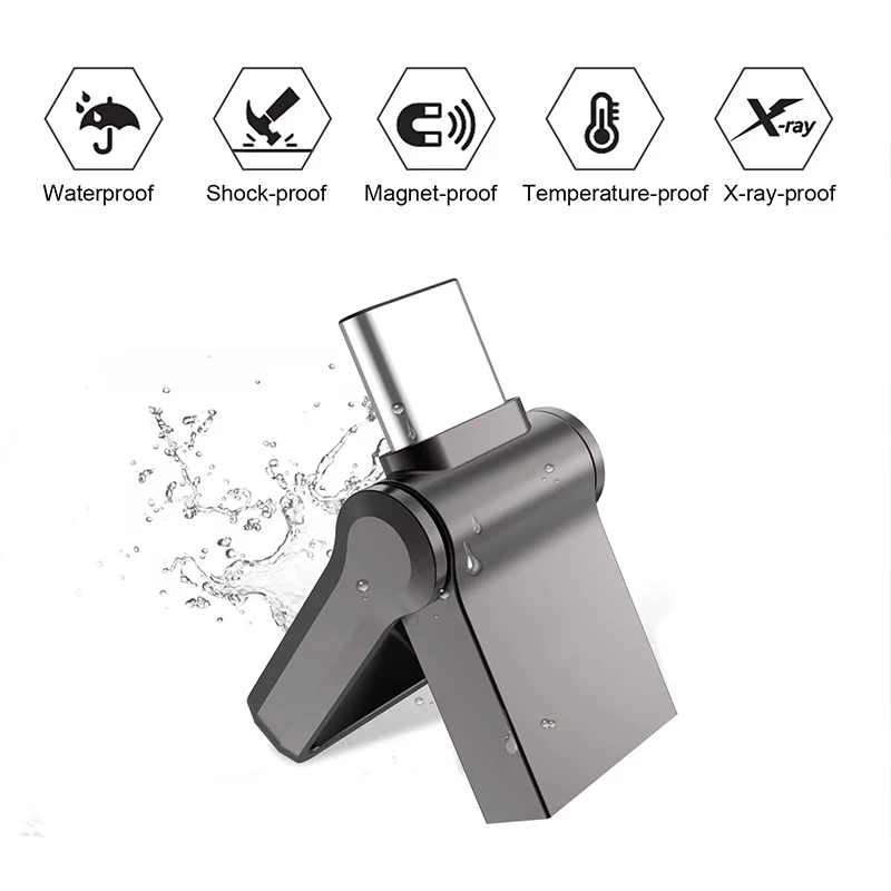 Xiaomi 2TB 3.1 Flash Drive USB Type-c 2-In-1 High Speed Transfer Metal U Disk Waterproof Universal for Mobile Phone Computer