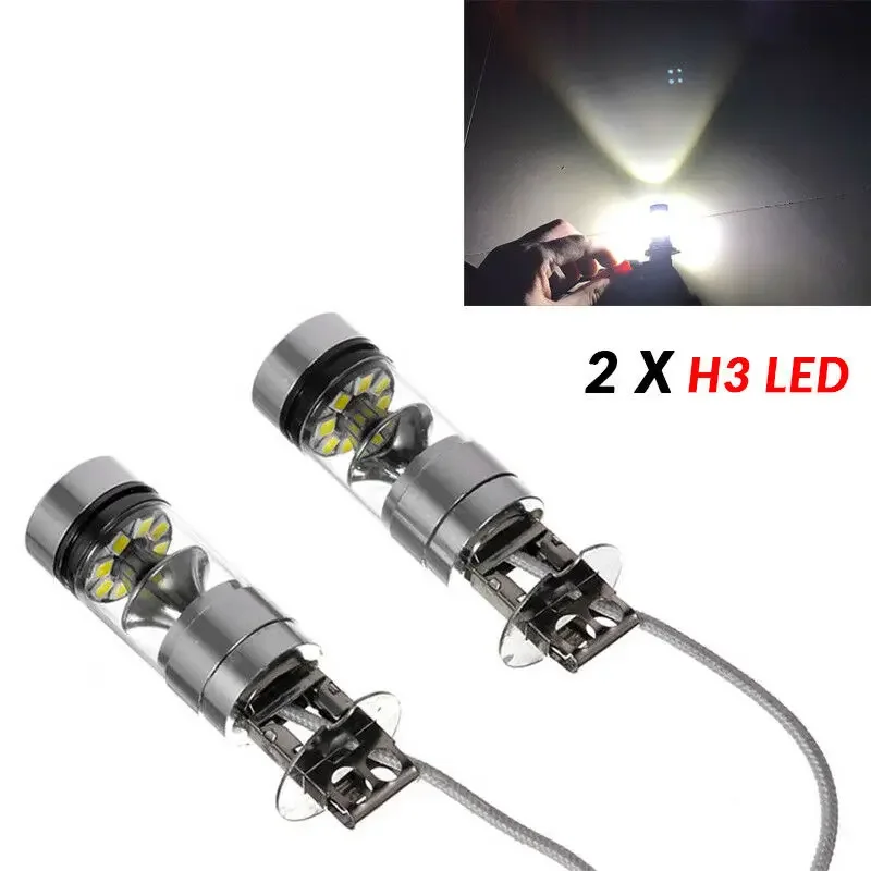 Mới H3 LED Foglights Chuyển Đổi Bộ Bóng Đèn Cao Chùm Thấp 100W 6000K Siêu Trắng 3000K Tự Động Lái Xe đèn Pha Cao Thấp 12V 24V