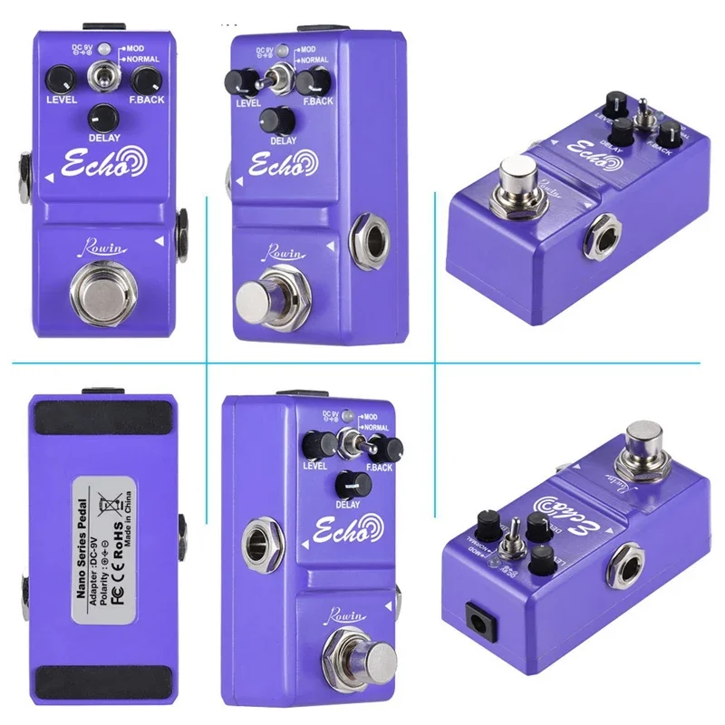 Rowin NANO Super Mini กีตาร์ Delay Echo Analog Bass Delay Effector สําหรับกีตาร์เบสอุปกรณ์เสริมสีม่วง