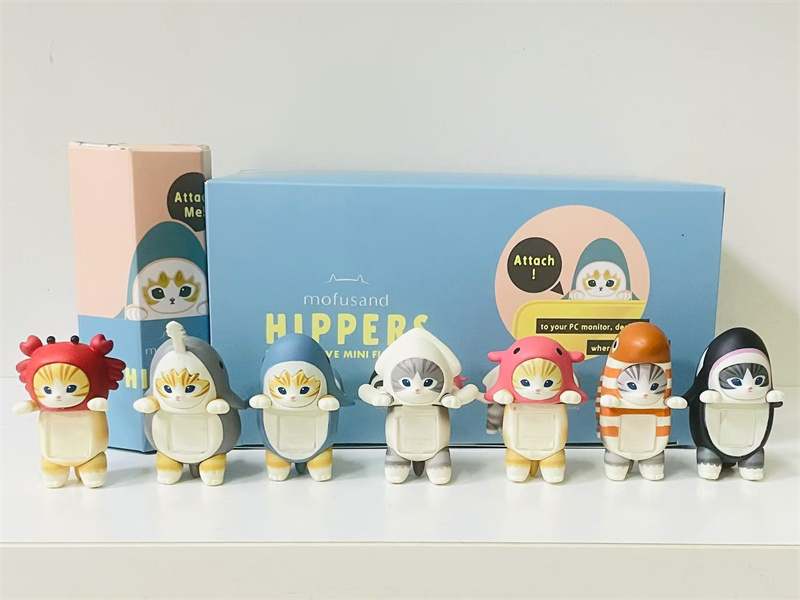 Mofusand-子供向けのミニアニメ猫サメフィギュア、エンジェルヒッパーブラインドボックス、ファン向けの高品質ブラインドボックス、クリスマスと誕生日のギフト、2024