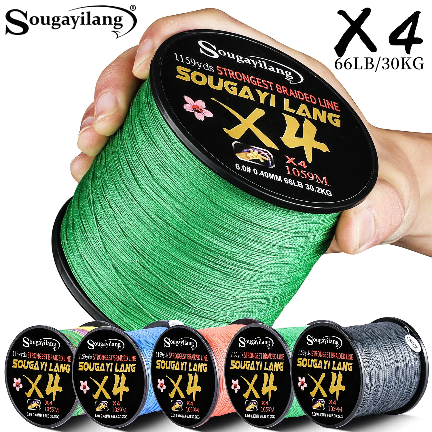 Sougayilang 4 fili PE lenza intrecciata 100M 300M 559M 1059M 18-66LB lenza multifilamento liscia pesca alla carpa Pesca