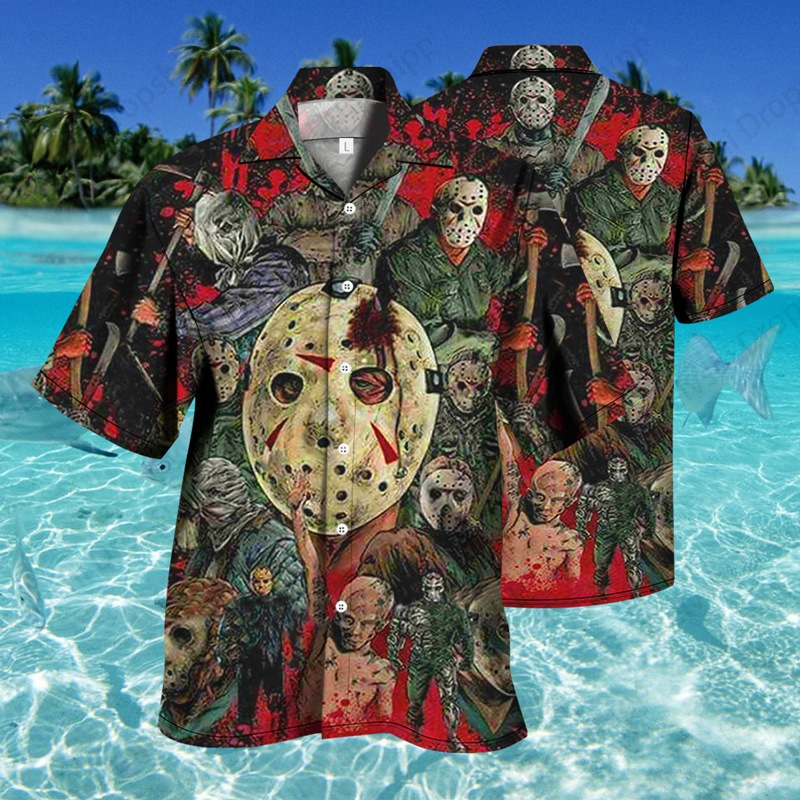 Camicie hawaiane di Halloween Chucky Michael Myers Camicie con stampa 3D Uomo Donna Moda Social Beach Camicia Camicette casual Street Camisa