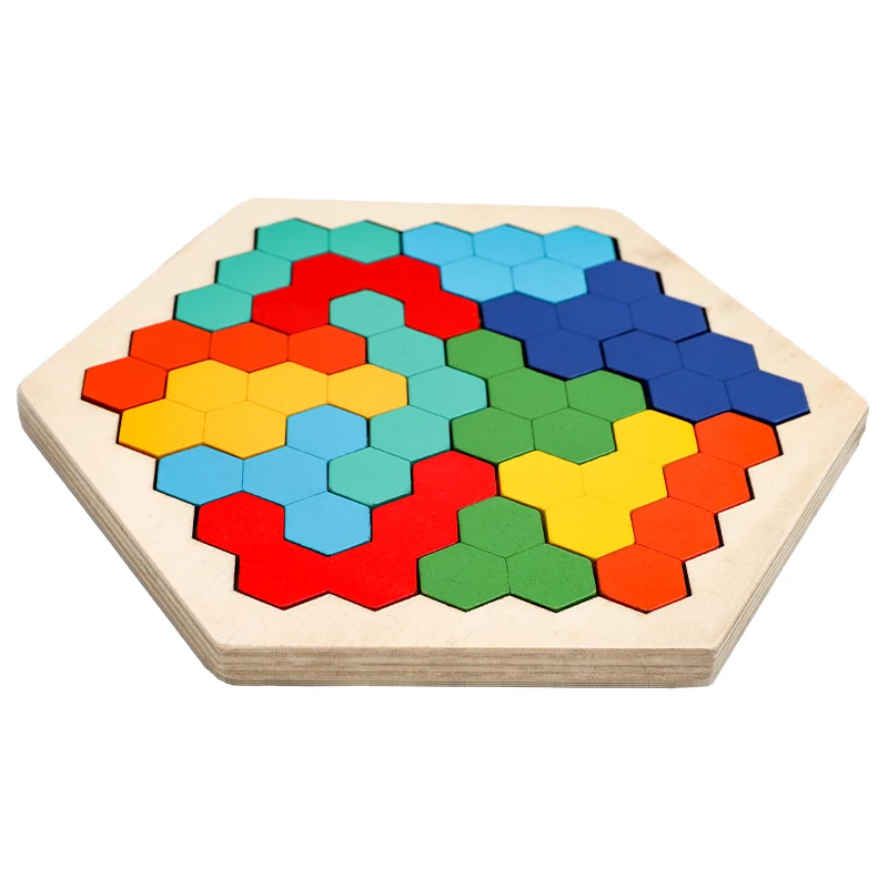 สีสัน3D ปริศนาไม้ของเล่นคุณภาพสูง Tangram คณิตศาสตร์เกมจิ๊กซอว์เด็กก่อนวัยเรียนจินตนาการของเล่นเพื่อการศึกษาเด็ก