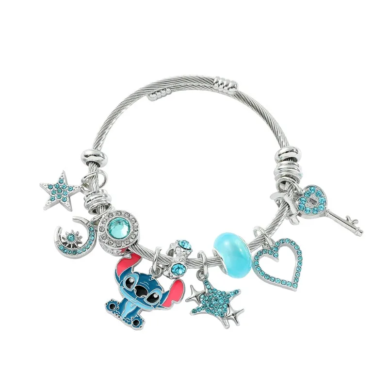 Pulsera Pandora de punto de Disney, joyería con personalidad a la moda, pulsera con apertura ajustable para mujer, regalos para el Día de San Valentín para novia