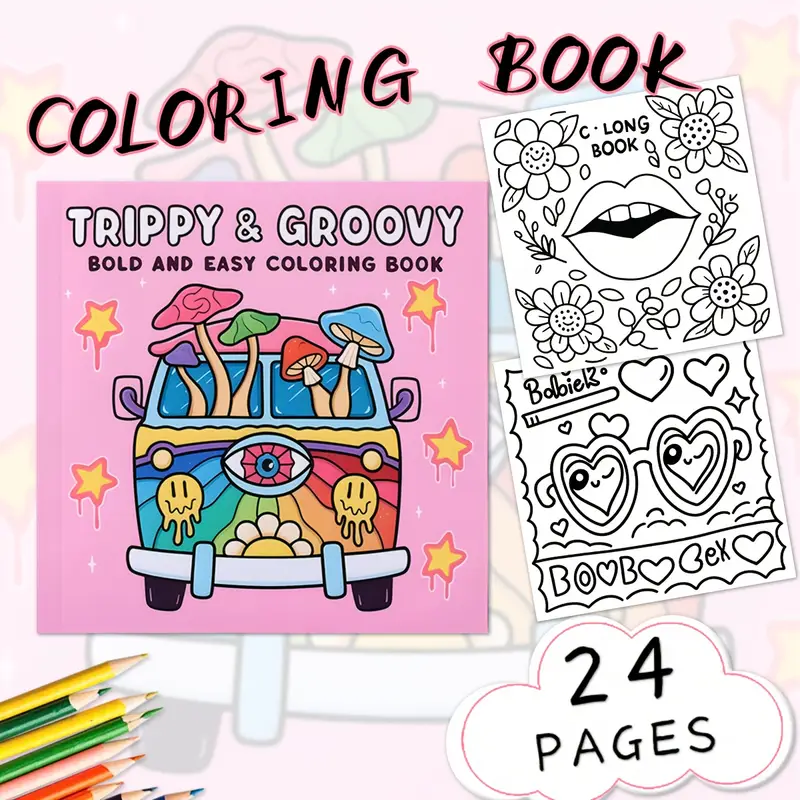 Trippy & Groovy Coloring Book for Youngsters – 24 Pages of Psychedelic Animal Sketches, Creative Painting & Relaxing Art Relax
