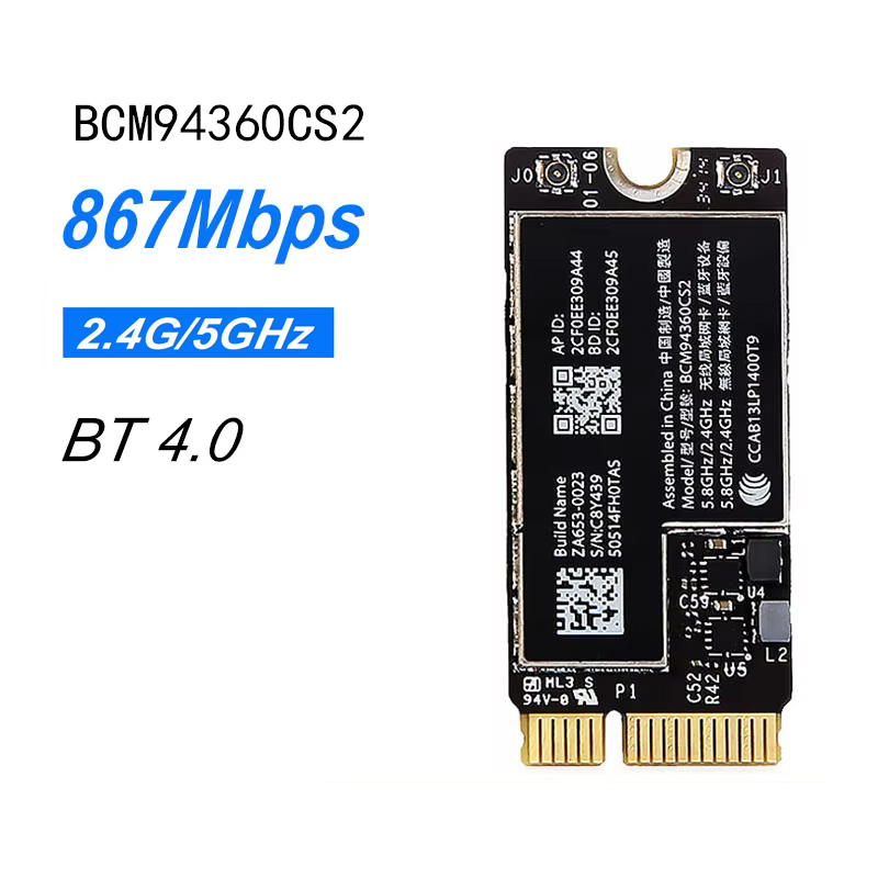 Módulo de tarjeta Wifi inalámbrica Bluetooth BCM94360CS2 para A1465 13 "A1466 802.11ac