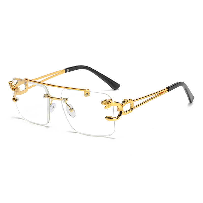 Occhiali da sole quadrati senza montatura alla moda con doppio ponte Occhiali da sole vintage da donna e da uomo UV400