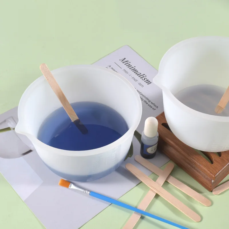 DIY คริสตัลอีพ็อกซี่เรซิ่นหัตถกรรมเครื่องมือ 600ml พร้อมซิลิโคนถ้วยวัดเครื่องประดับทําเครื่องมือ