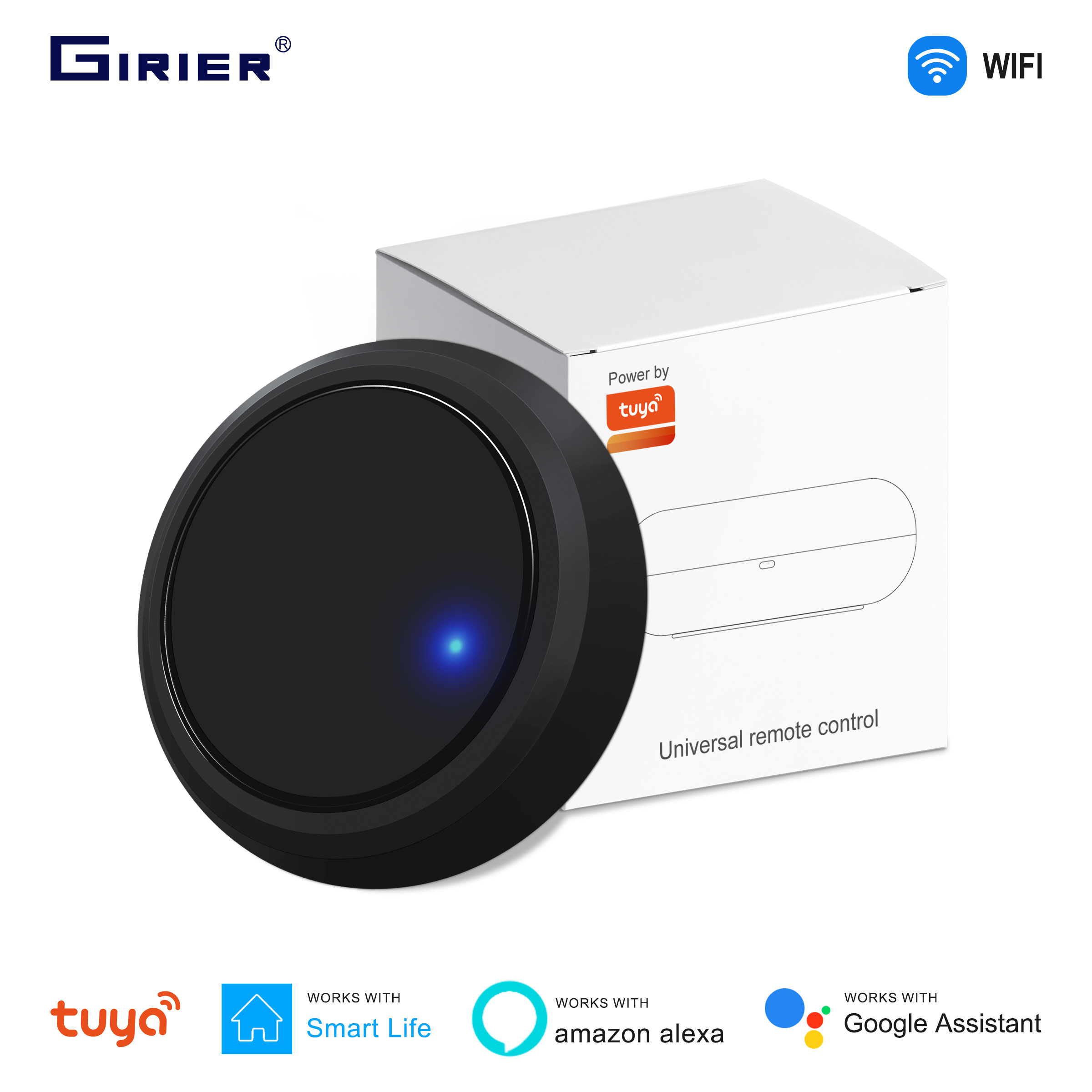 Girier tuya wifi hub de controle remoto ir inteligente, controle remoto infravermelho universal blaster para tv ac funciona com alexa ei google
