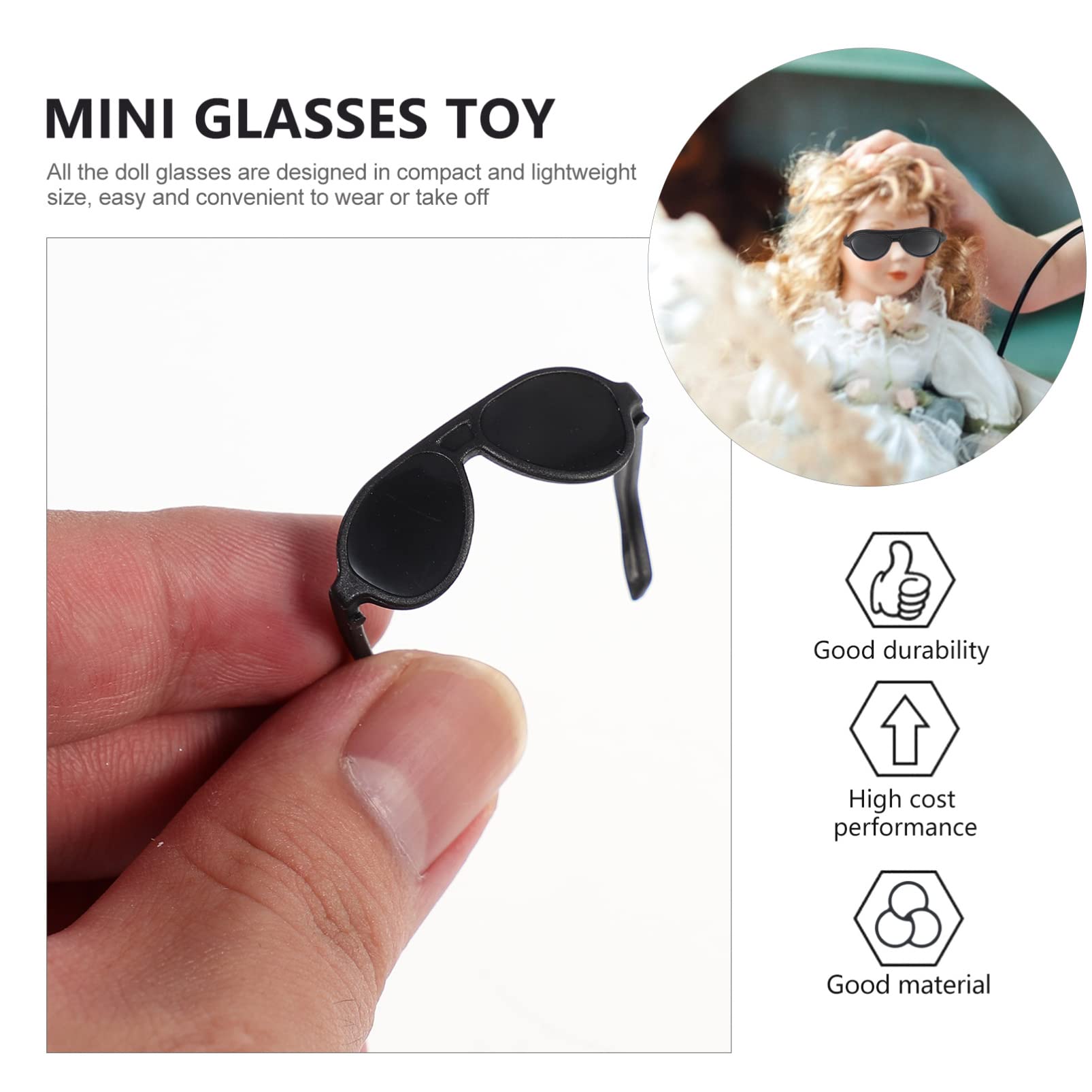 100 Uds gafas de sol para muñecas, gafas de sol en miniatura Mini disfraz de muñeca accesorios de pato de goma para manualidades de casa de muñecas